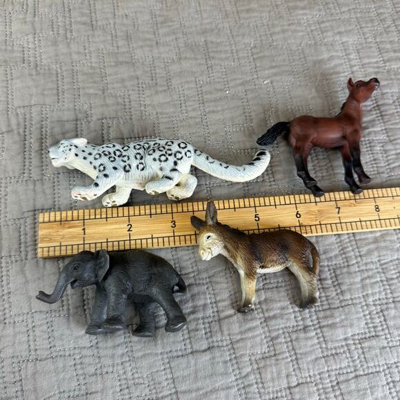 Schleich Lot of 4 Farm Zoo Animal Figures Horse Donkey Elephant Snow Leopard - Picture 10 of 10